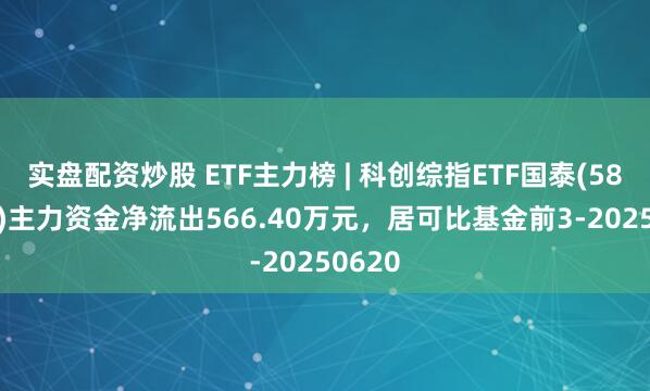 实盘配资炒股 ETF主力榜 | 科创综指ETF国泰(589630)主力资金净流出566.40万元，居可比基金前3-20250620